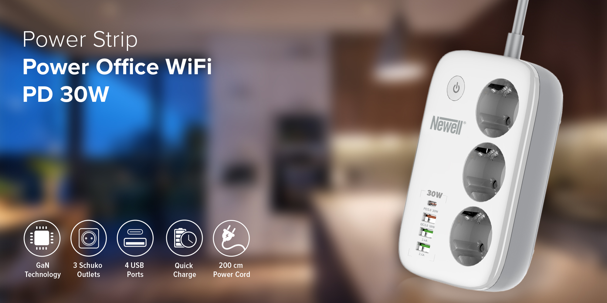 Listwa zasilająca Newell Power Office WiFi PD 30W